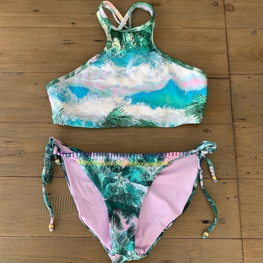 PilyQ women’s Mai Tai bikini swimsuit set NWOT